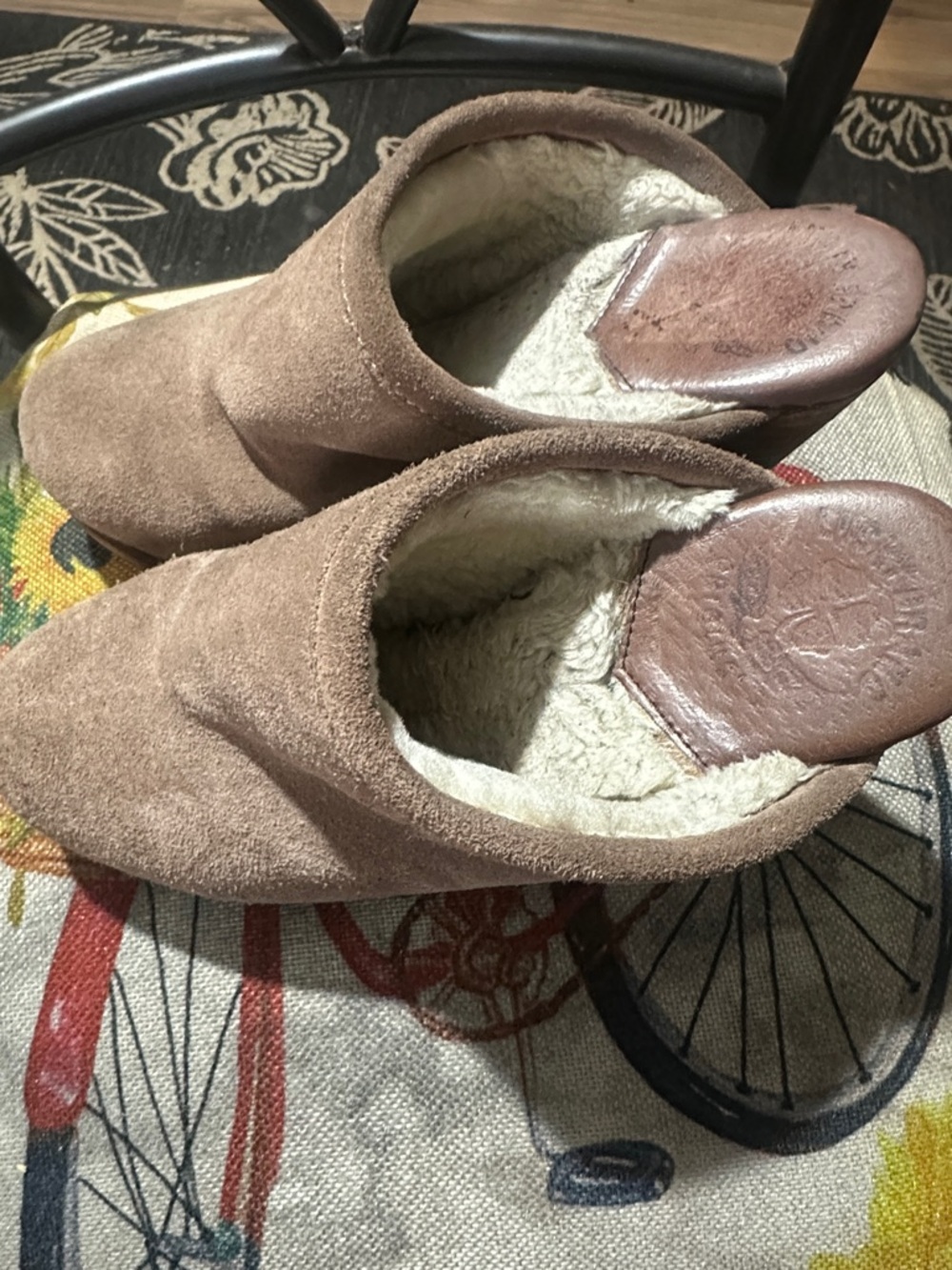 Lucky Brand Women's Suede Shearling-Lined Slip-On Mules - Taupe
